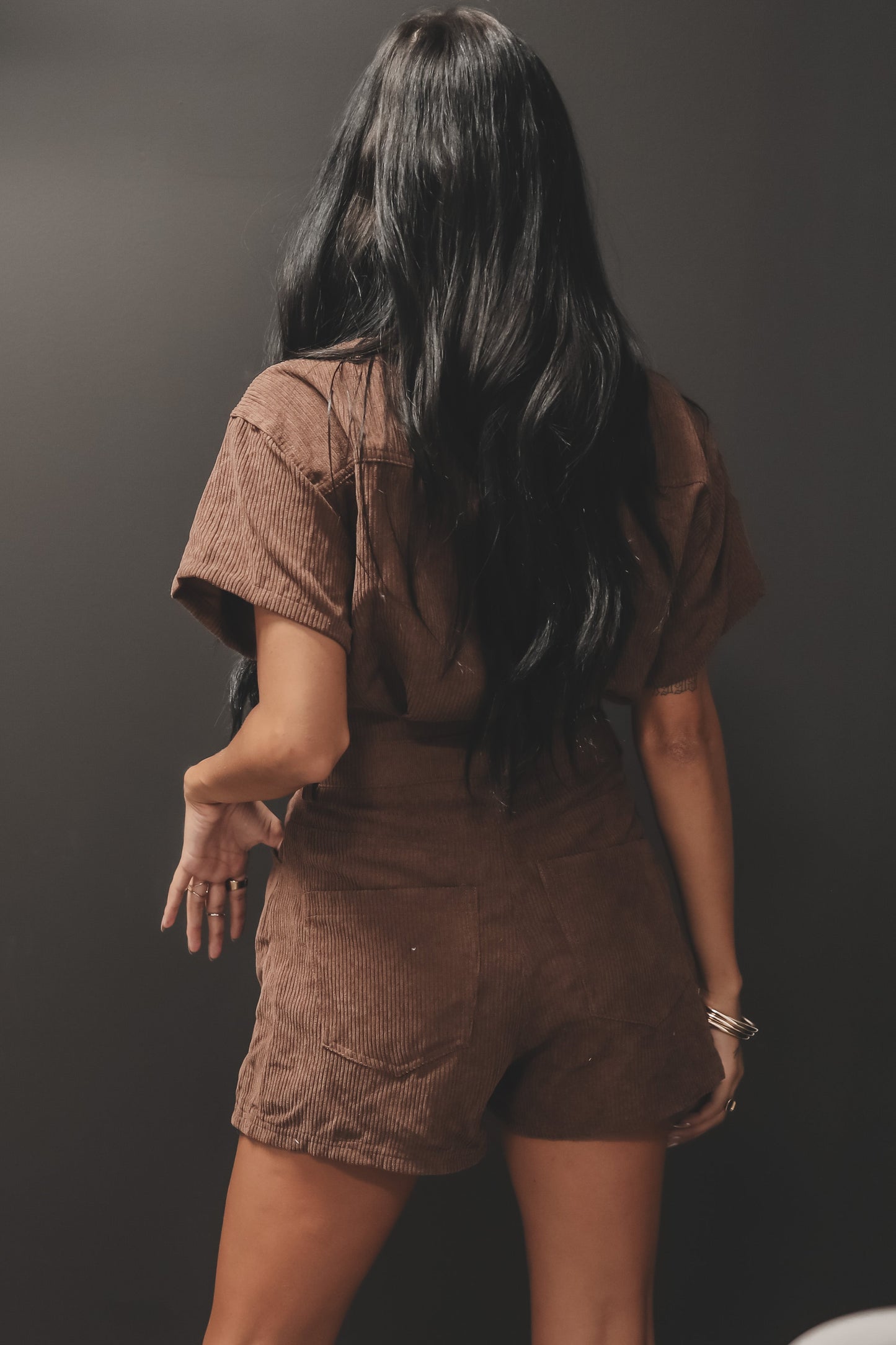 A Little Breezy Brown Corduroy Romper